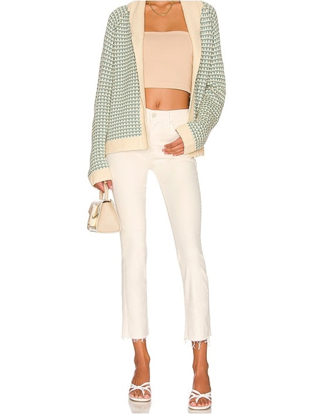 MOTHER The Mid Rise Dazzler Crop Fray in Cream Puffs